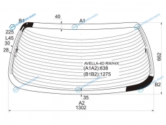 AVELLA-4D RWHX Стекло заднее с обогревом KIA AVELLAASPIRE 4D 98-00