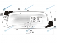MOHAVE RWHX Стекло заднее с обогревом KIA Borrego Mohave 5D SUV 08-19