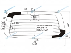 CARNIVAL-98 RWHX Стекло заднее с обогревом KIA CARNIVAL 98-02