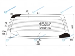 JOICE RWHX Стекло заднее с обогревом KIA WGN 00-04