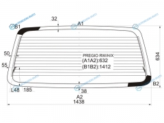 PREGIO RWHX Стекло заднее с обогревом KIA VAN 96-03