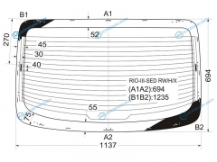 RIO-III-SED RWHX Стекло заднее с обогревом KIA RIO 4D (KOREA) 11-