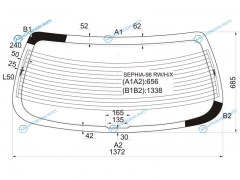 SEPHIA-98 RWHX Стекло заднее с обогревом KIA SEPHIA 4D 98-04