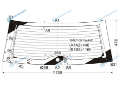 SMILY-08 RWHX Стекло заднее с обогревом LIFAN SMILY 08-