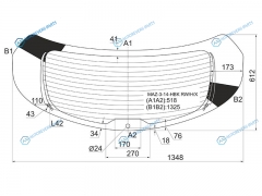 MAZ-3-14-HBK RWHX Стекло заднее с обогревом MAZDA 3 5D 13-18