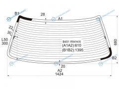 B451 RWHX Стекло заднее с обогревом MAZDA FAMILIA323 4D SED 89-94