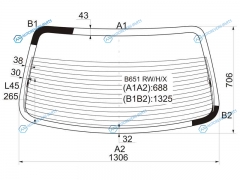 B651 RWHX Стекло заднее с обогревом MAZDA FAMILIA323 4D SED 94-98