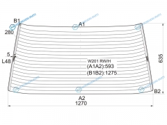 W201 RWH Стекло заднее с обогревом MERCEDES-BENZ 190 82-93