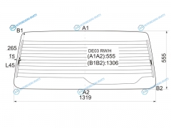 DE03 RWH Стекло заднее с обогревом MITSUBISHI DELICA VAN WAGON 86-94