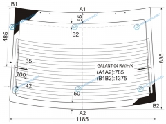 GALANT-04 RWHX Стекло заднее с обогревом MITSUBISHI GALANT 4D SED 03-08