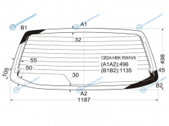 CB24-HBK RWHX Стекло заднее с обогревом MITSUBISHI MINICA H42A 35D HBK 98-11