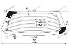 Y11 RWHX Стекло заднее с обогревом NISSAN ADWINGROAD 99-02
