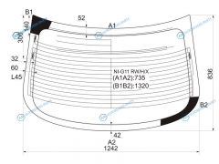 NI-G11 RWHX Стекло заднее с обогревом NISSAN ALMERA 12-18 BLUEBIRD SYLPHY 05-12