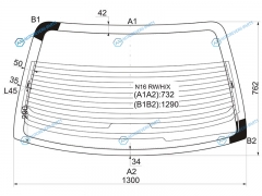 N16 RWHX Стекло заднее с обогревом NISSAN ALMERA N16N17 (RUS)BLUEBIRD SYLPHYSUNNY 4D 00-