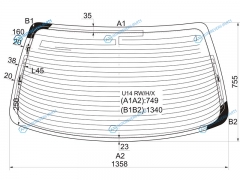 U14 RWHX Стекло заднее с обогревом NISSAN BLUEBIRD 96-01