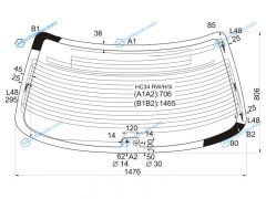HC34 RWHX Стекло заднее с обогревом NISSAN LAUREL 93-97