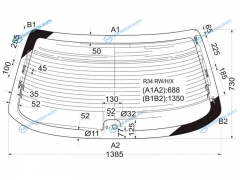 R34 RWHX Стекло заднее с обогревом NISSAN SKYLINE 4D 98-02