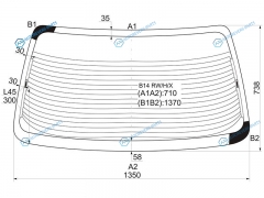 B14 RWHX Стекло заднее с обогревом NISSAN SUNNY 4D SED 94-99