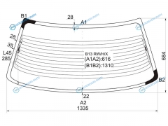B13 RWHX Стекло заднее с обогревом NISSAN SUNNYSENTRATSURU 4D SED 90-93