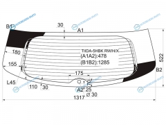 TIIDA-5HBK RWHX Стекло заднее с обогревом NISSAN TIIDA 5D HBK 04-14