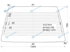 GC22 RWH Стекло заднее с обогревом NISSAN VANETTE LARGO (HI-ROOF) 87-92