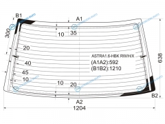 ASTRA1.6-HBK RWHX Стекло заднее с обогревом OPEL ASTRA 35D HBK 91-98