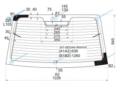 307-SEDAN RWHX Стекло заднее с обогревом PEUGEOT 307 4D SED 05-08