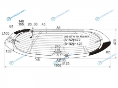 308-STW-1H RWHX Стекло заднее с обогревом PEUGEOT 308 5D WGN 08-14