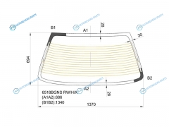 6518BGNS RWHX Стекло заднее с обогревом PEUGEOT 405 4D SED 86-92