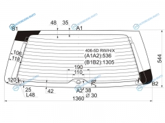 406-5D RWHX Стекло заднее с обогревом PEUGEOT 406 5D WGN 96-04