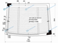 407-CPE-07 RWHX Стекло заднее с обогревом PEUGEOT 407 2D CPE 05-11