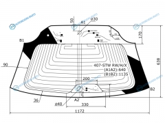 407-STW RWHX Стекло заднее с обогревом PEUGEOT 407 5D WGN 04-11
