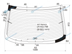 607 RWHX Стекло заднее с обогревом PEUGEOT 4D SED 00-08