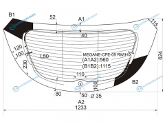MEGANE-CPE-09 RWHX Стекло заднее с обогревом RENAULT MEGANE 2D CPE 09-16