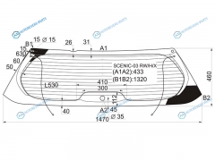 SCENIC-03 RWHX Стекло заднее с обогревом RENAULT SCENIC II 03-09