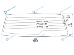 TWINGO RWH Стекло заднее с обогревом RENAULT 3D HBK 93-07