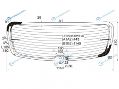 LEON-05 RWHX Стекло заднее с обогревом SEAT LEON 05-09