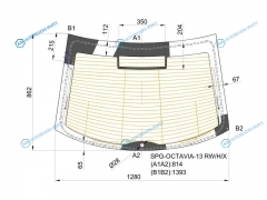 SPG-OCTAVIA-13 RWHX Стекло заднее с обогревом SKODA OCTAVIA 5D LBK 13-20