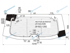 REXTON-06 RWHX Стекло заднее с обогревом SSANGYONG REXTON 01-17