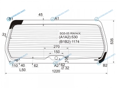 SG5-05 RWHX Стекло заднее с обогревом SUBARU FORESTER 05-08