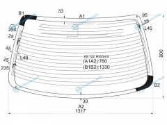 KE122 RWHX Стекло заднее с обогревом TOYOTA COROLLA LEVINSPRINTER TRUENO 95-00