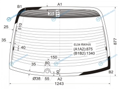 EL54 RWHX Стекло заднее с обогревом TOYOTA CYNOSPASEO 2D CPE 95-99