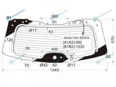 JSU40-14HL RWHX Стекло заднее с обогревом TOYOTA HIGHLANDERKLUGER 07-13