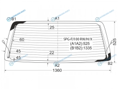 SPG-FJ100 RWHX Стекло заднее с обогревом TOYOTA LAND CRUISERLEXUS LX470 98-07