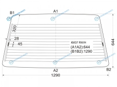 KM37 RWH Стекло заднее с обогревом TOYOTA LITEACE HI ROOF 85-92