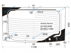 NHW20 RWHX Стекло заднее с обогревом TOYOTA PRIUS II 5D (основное стекло. отв.) 03-