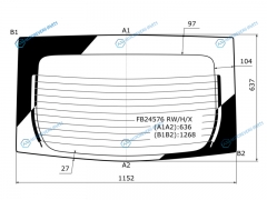 FB24576 RWHX Стекло заднее с обогревом TOYOTA PRIUS XW30 09-15