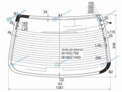 SV50-4D RWHX Стекло заднее с обогревом TOYOTA VISTA V5 4D SED 98-03