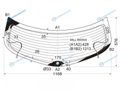 WILL RWHX Стекло заднее с обогревом TOYOTA VS 01-04