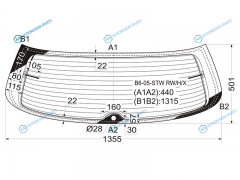 B6-05-STW RWHX Стекло заднее с обогревом VOLKSWAGEN B6 5D WGN 05-10